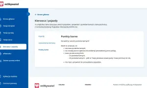 Gdzie sprawdzić punkty karne? Na stronie "Kierowca i pojazdy" w aplikacji mObywatel znajdziesz informacje o swoich punktach karnych.